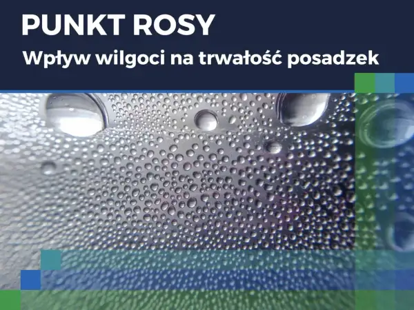 Krople wody na powierzchni, symbolizujące punkt rosy i wpływ wilgoci na trwałość posadzek.