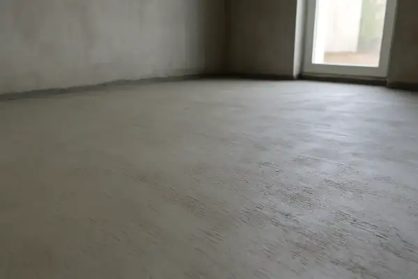 Świeżo wylana posadzka betonowa, gotowa na kolejne etapy budowy. Zastanawiasz się, ile worków cementu na palecie?